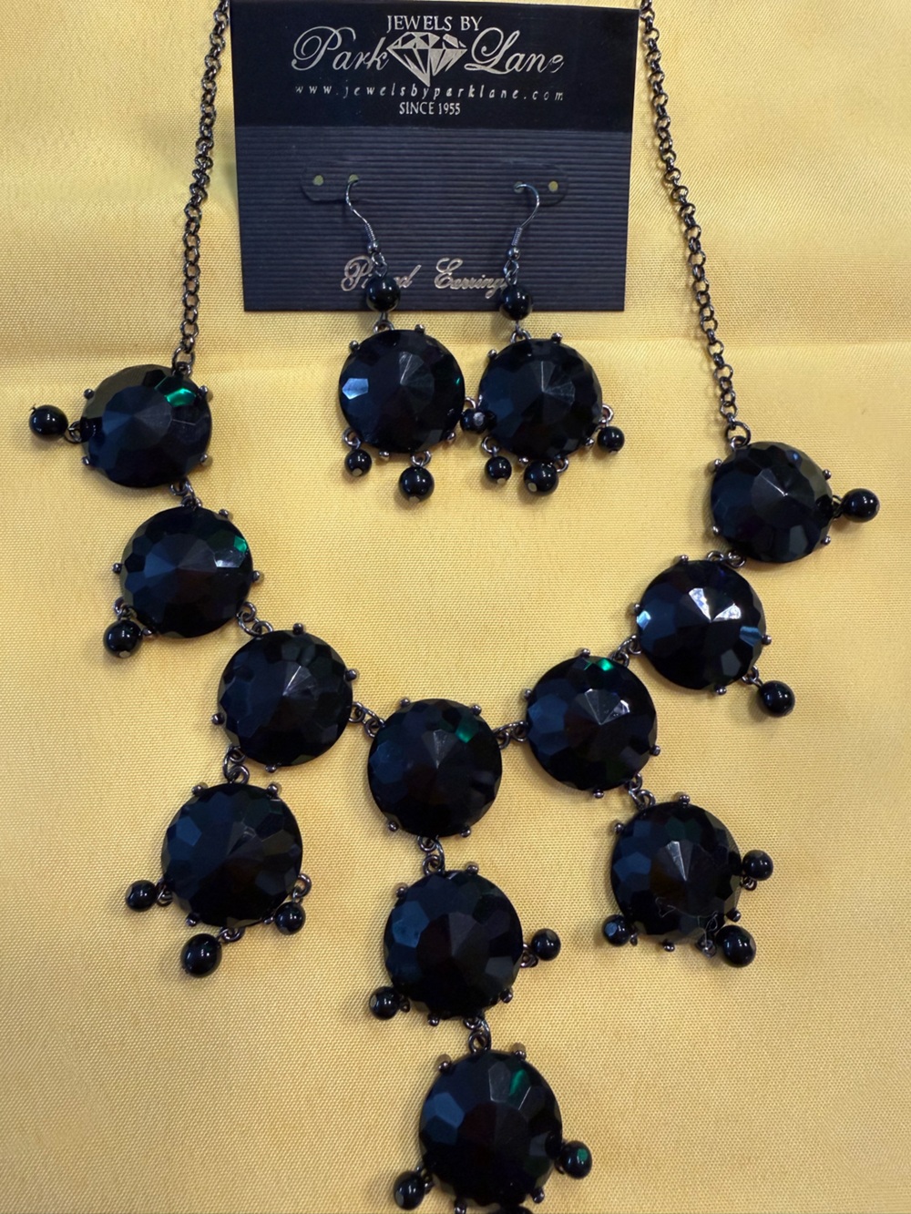 Park Lane Black Statement Necklace & Matching Earring Set